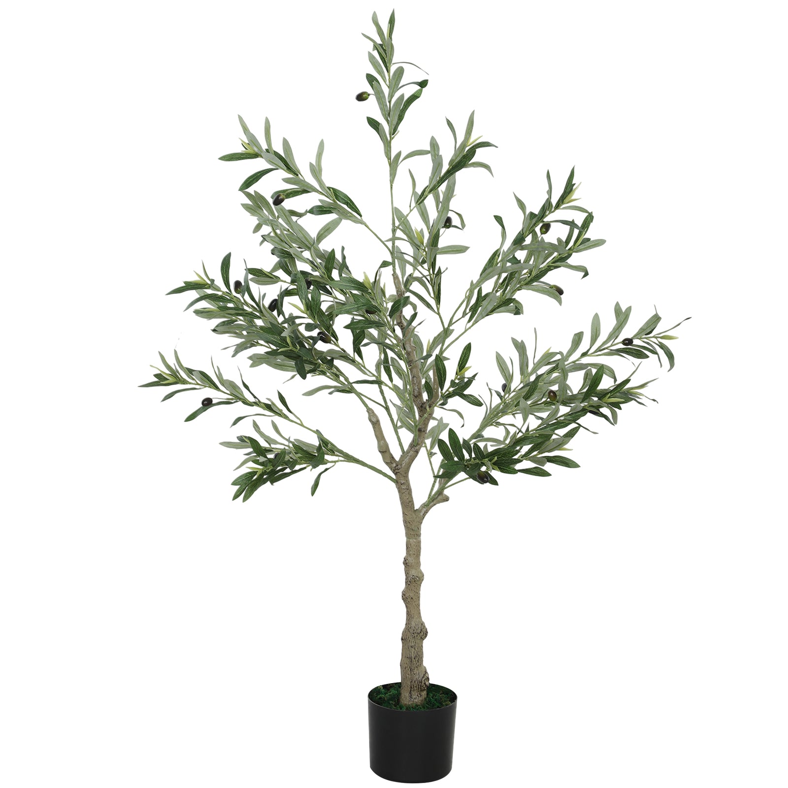 Indoor Artificial Plant, Faux Potted Silk Olive Tree | Small | Green