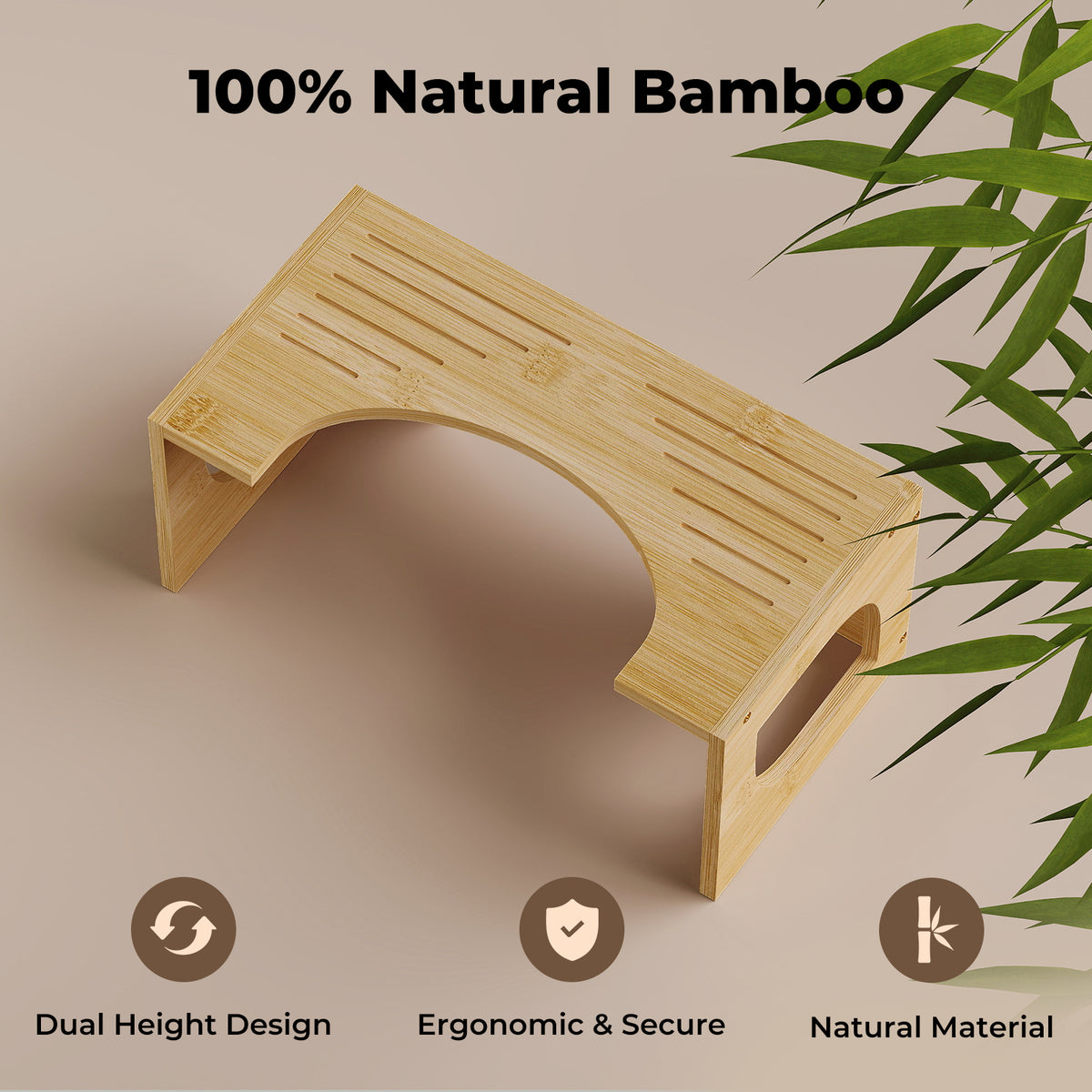 Bamboo Squatty Potty Squatting Toilet Poop Stool Bathroom Non-stick | Natural
