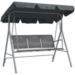 3 Seater Metal Swing Chair Patio Bench With Canopy Dark Grey