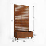 Metal Privacy Screen With Plant Pot - Slat | Rust