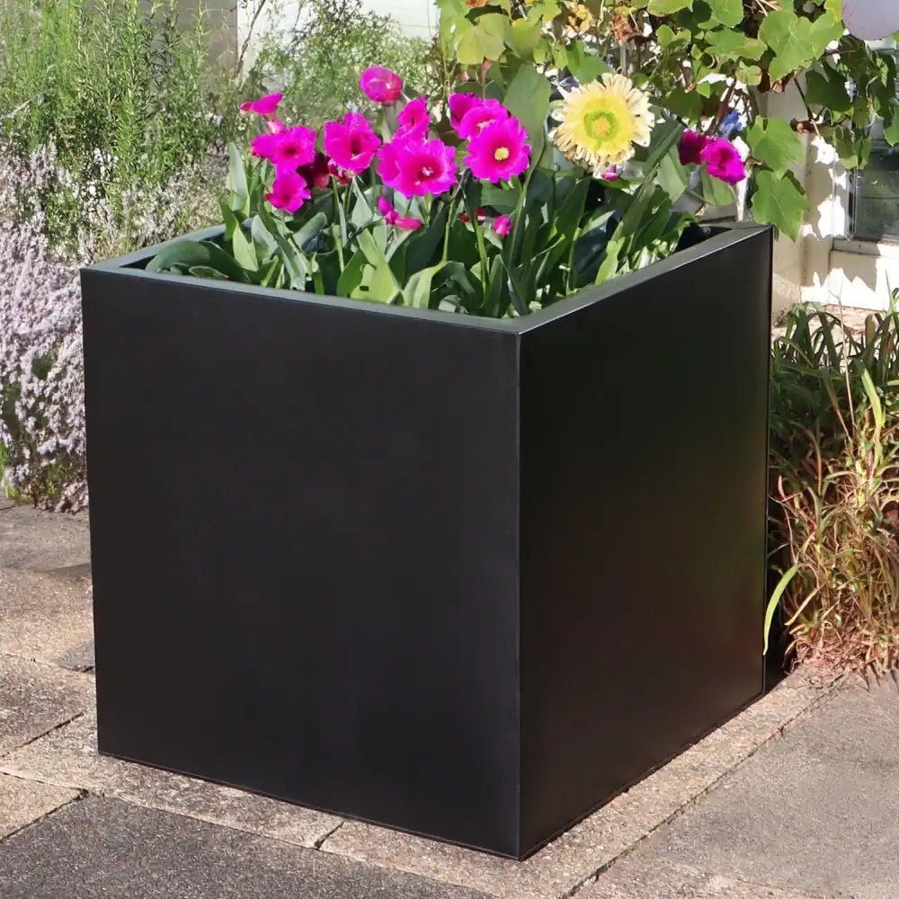 Zinc Galvanised Square Planter | 30cm x 30cm x 30cm | Matte Black