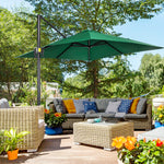 Square Cantilever Roma Parasol W/ 360° Crank & Base | Green