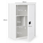 Medicine Cabinet Lockable Storage Box Wall Mounted Metal Home,white