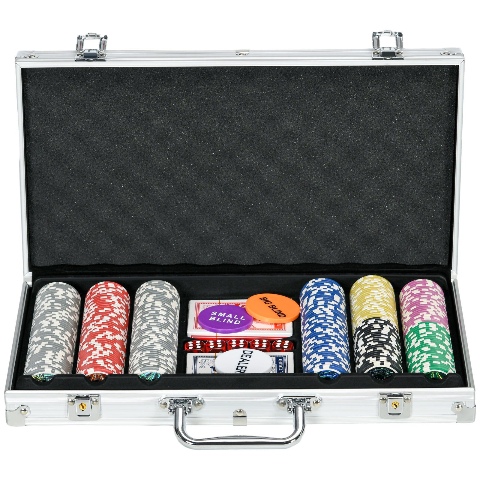 Texas Holdem Poker Set, 300 Chips, Mat, Aluminium Case