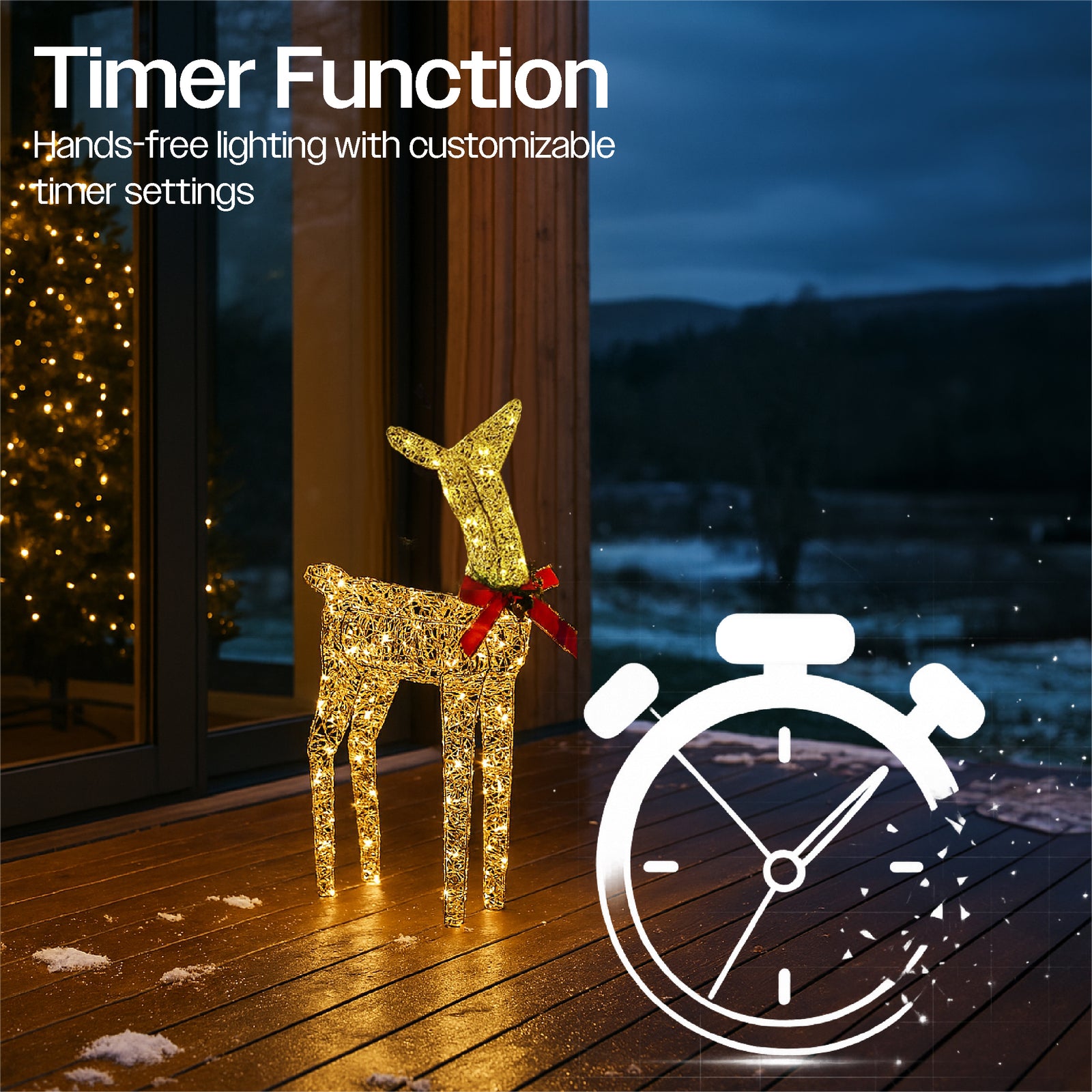 Xmas Haus 45cm Gold Rattan Led Christmas Festive Holiday Dee