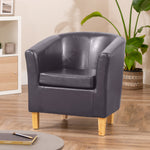 Meriden 68cm Wide Pu Vegan Leather Accent Tub Chair Supplied With Both Light And Dark Wooden Legs | Grey