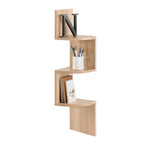 3/5-tier Wooden Floating Corner Shelf Wall Mounted Tiered Zigzag Corner Shelves | Small | Brown