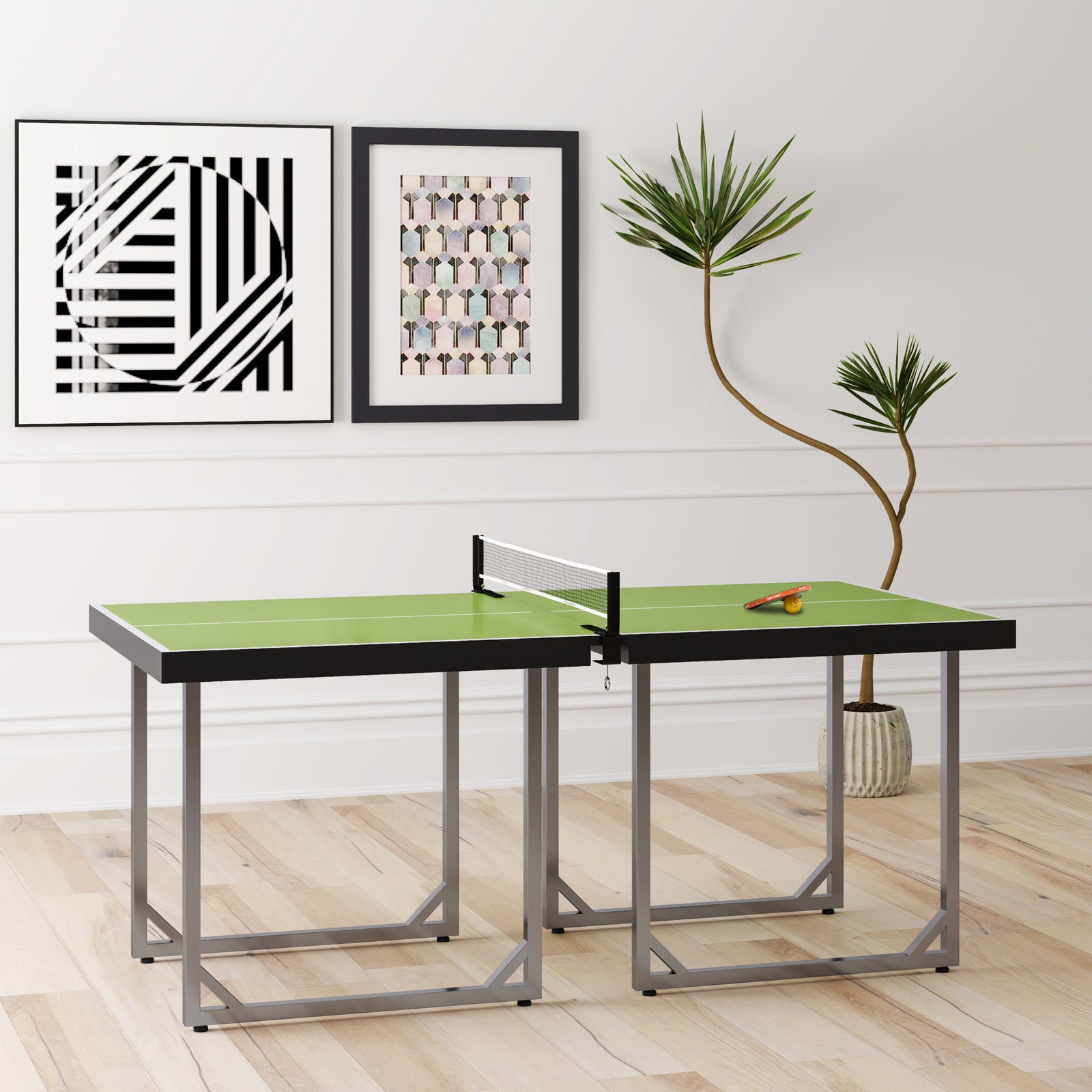 Foldable Mini Tennis Table With Net Steel 182cm Indoor | Green