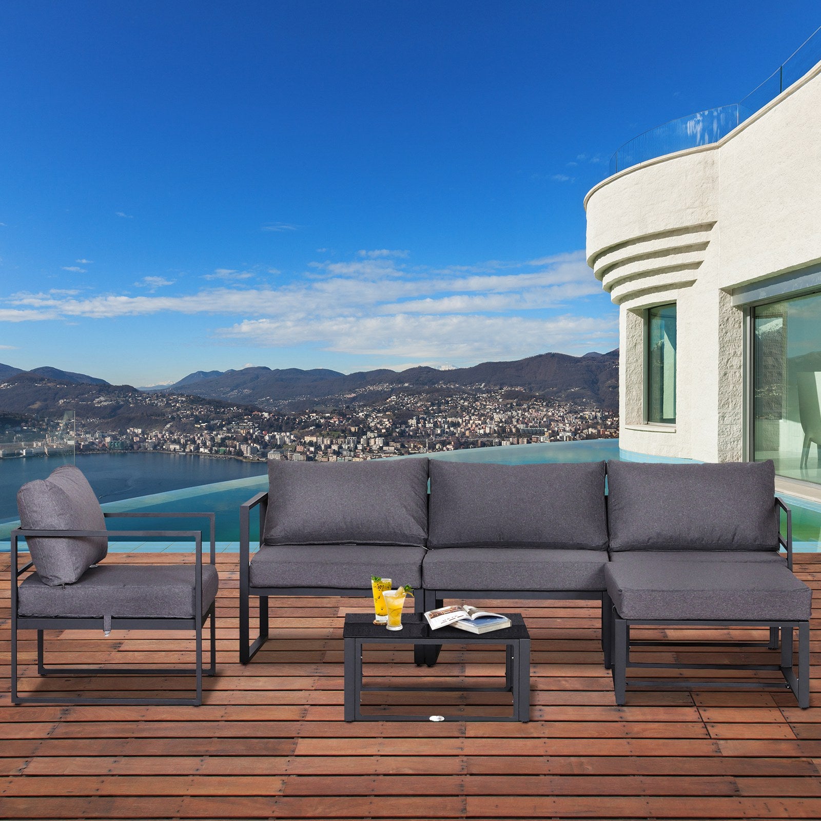 6pcs Garden Sectional Set W/ Coffee Table