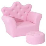 2 Pcs Kids Sofa And Ottoman Child Size Armchair For Girls Age 3-7 Pink