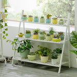 3 Tier Foldable Wooden Plant Stand Garden & Balcony Flower Shelf 96cm Multipurpose Plant Display Rack | White