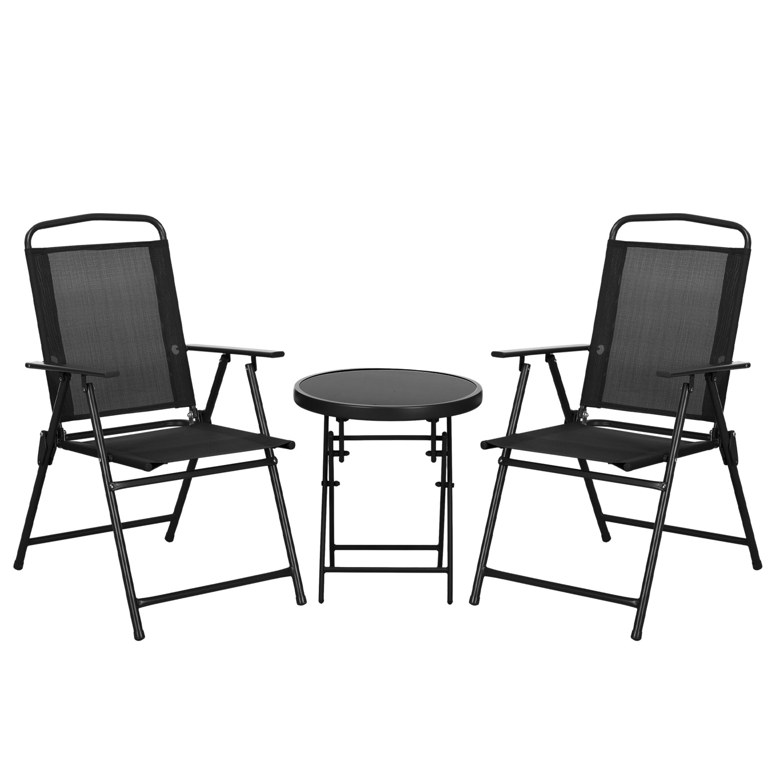 3-piece Bistro Set, Mesh Chairs, Black