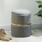 Round Pouffe Storage Footstool With Hidden Space | Light Grey