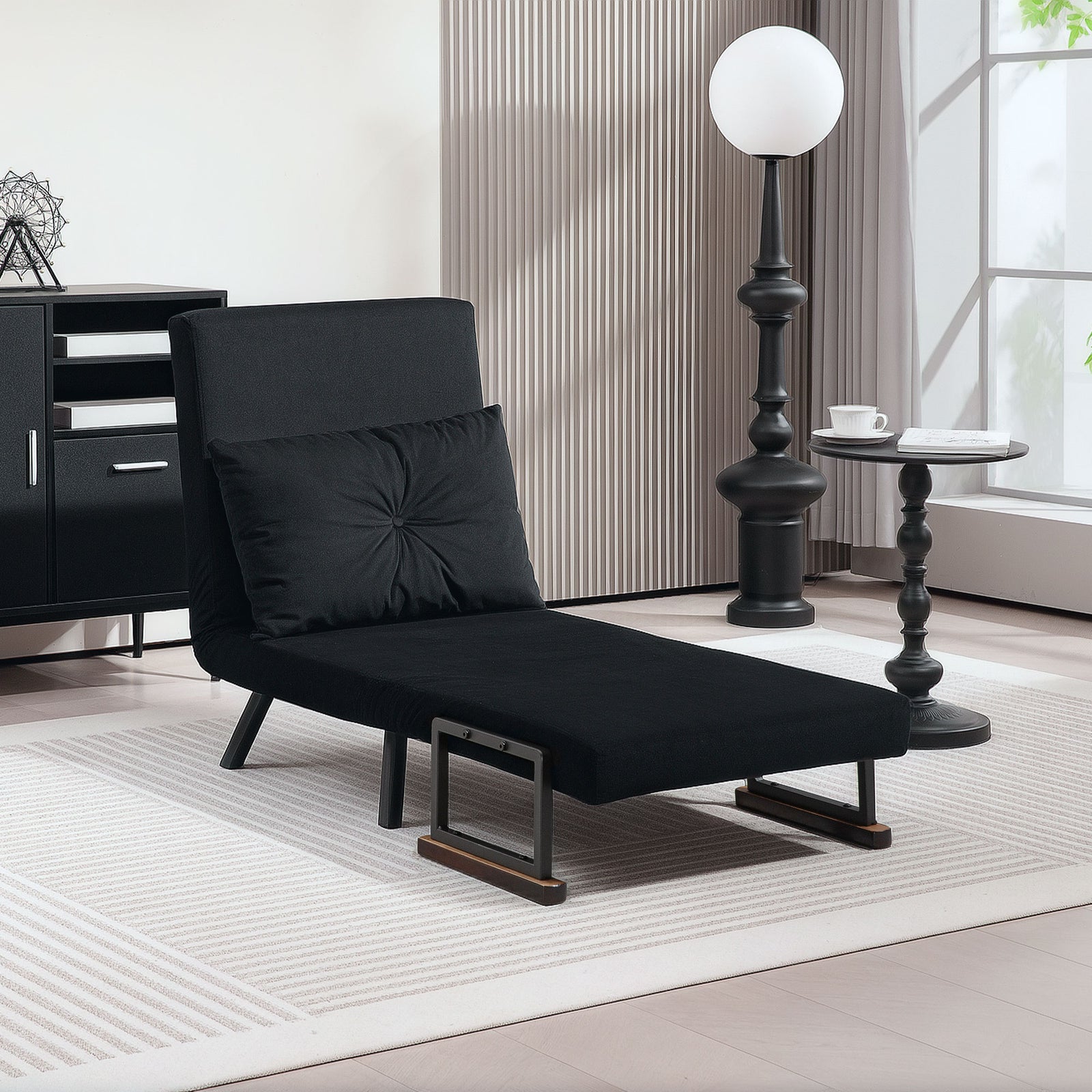Click Clack Single Chair Bed Settee For Living Room | One Size | Black