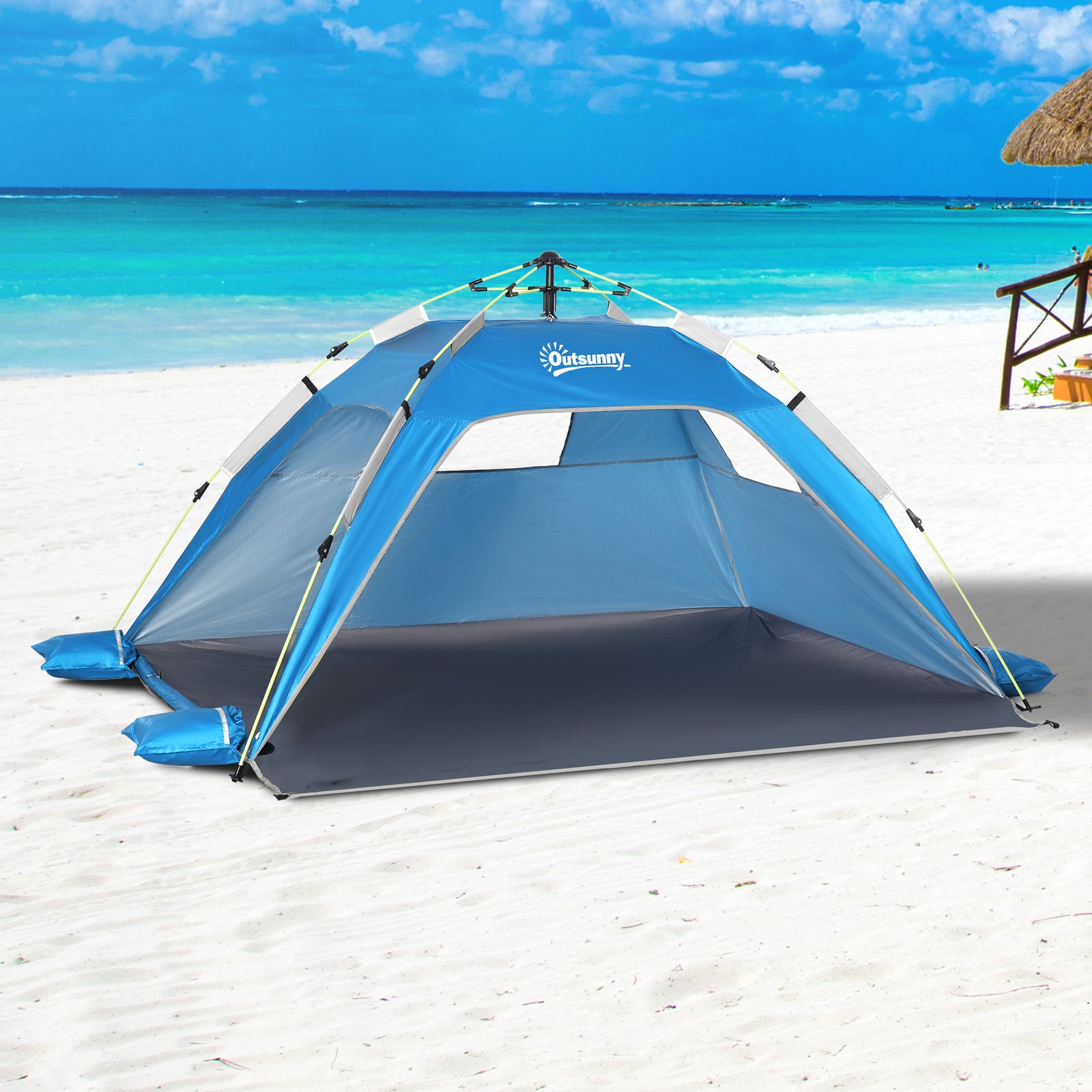 2 Man Pop-up Beach Tent Sun Shade Shelter Hut W/windows,door | Sky Blue