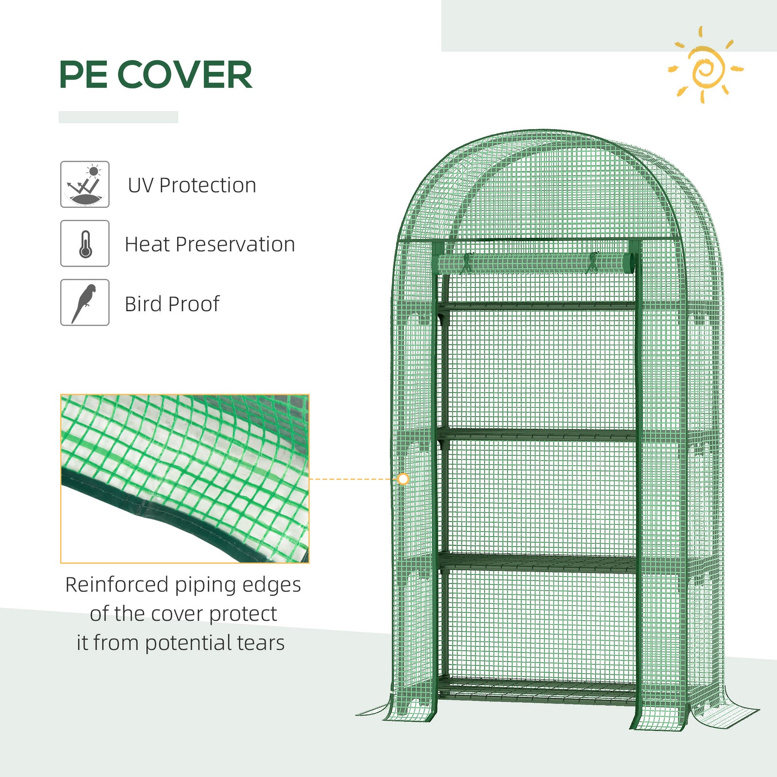 80 X 49 X 160cm Mini Greenhouse Portable Green House With Shelf | Green