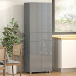 HOMCOM Kitchen Cupboard Storage Cabinet Push Open Doors And Drawers, Grey