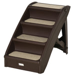 Four-step Foldable Pet Stairs W/ Non-slip Mats, For S, Xs Dogs | Brown