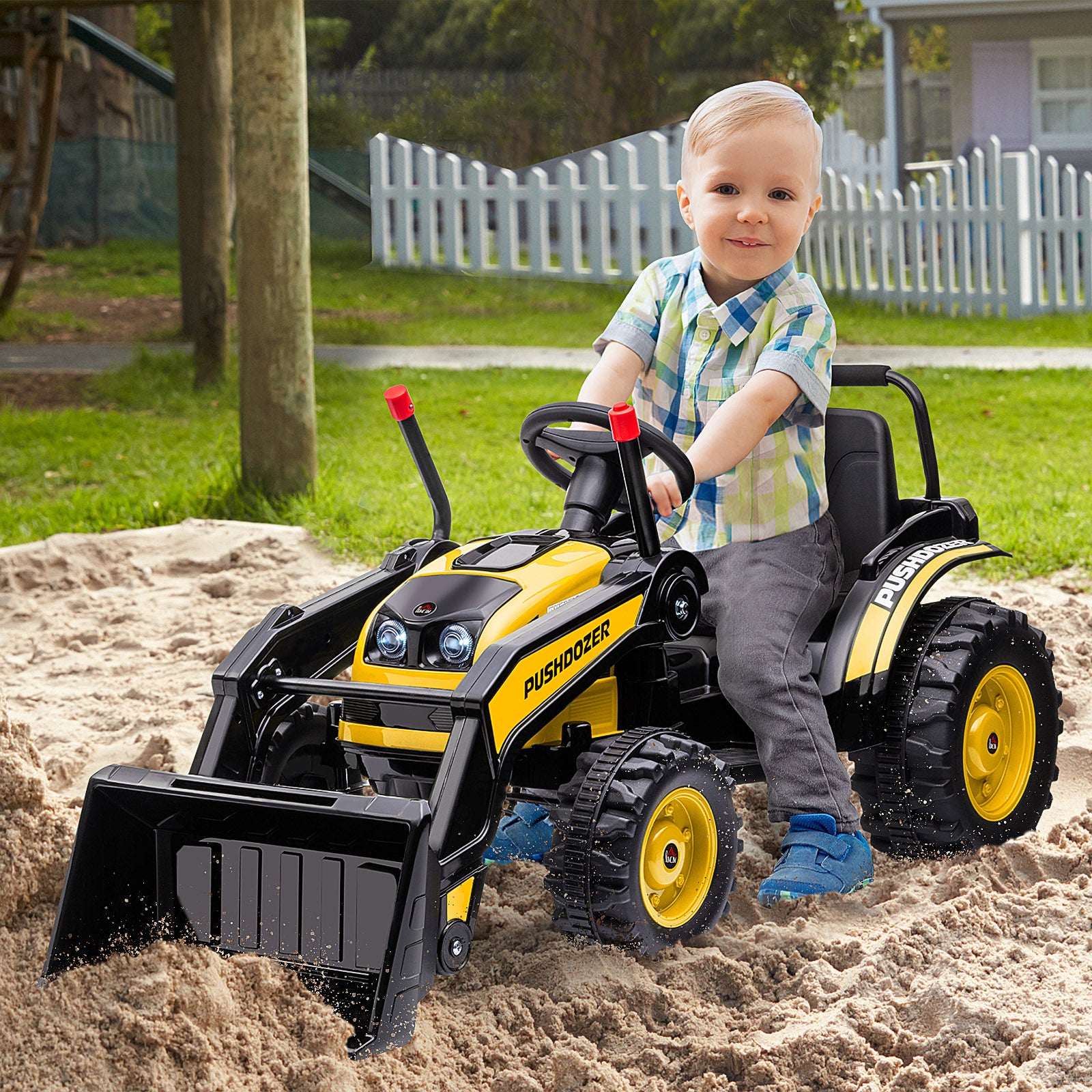 Kids Digger Ride On Excavator 6v Battery Tractor Music Headlight Yellow