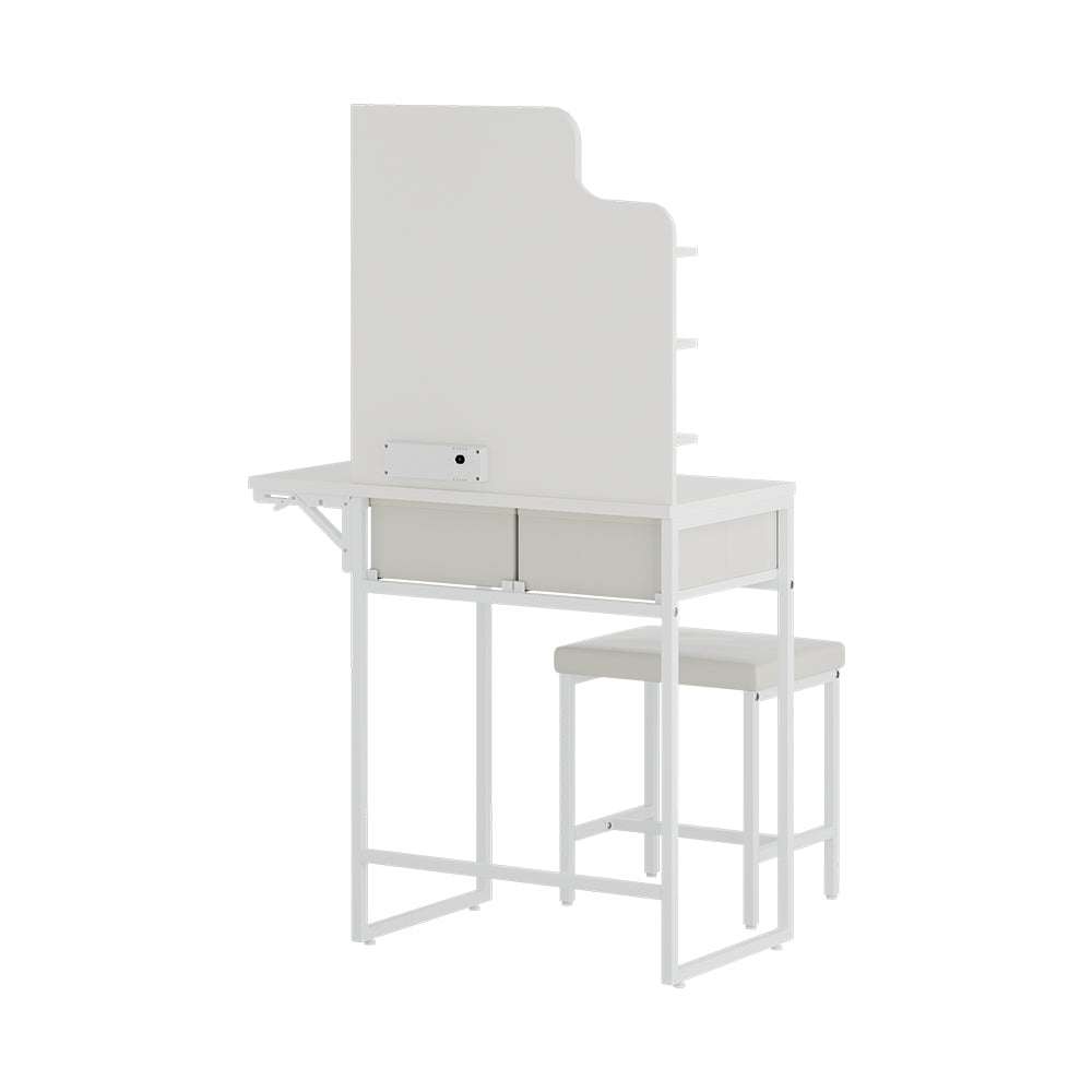 Led Mirror Dressing Table And Stool Set With Power Strip