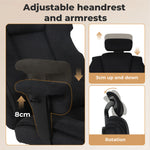 Ergonomic Office Chair Suede Fabric Wide Seat 155° Recline Footrest | Black