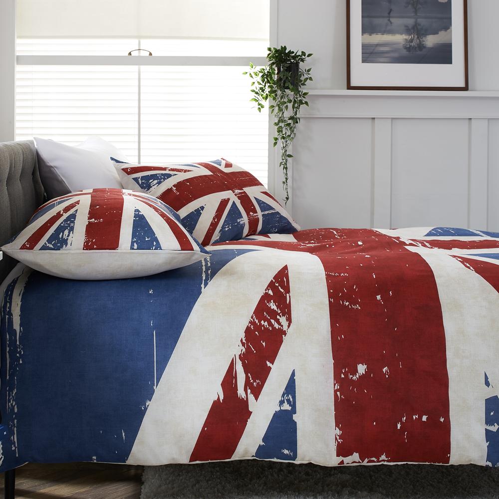 Union Jack 200 Thread Count Cotton Rich Reversible Duvet Cover Set | King | Navy Blue