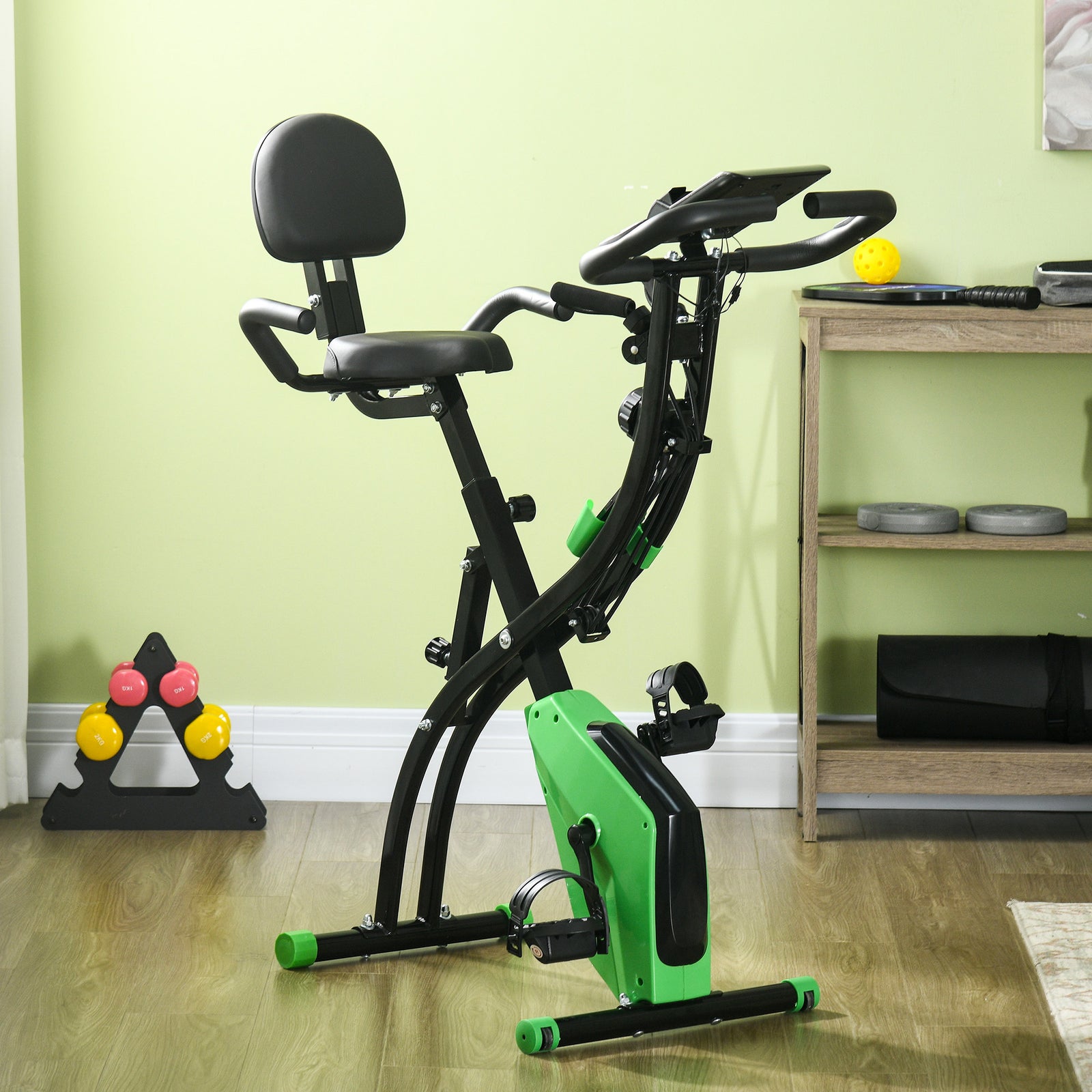 2-in-1 Folding Exercise Bike With 8-level Magnetic Resistance | Green
