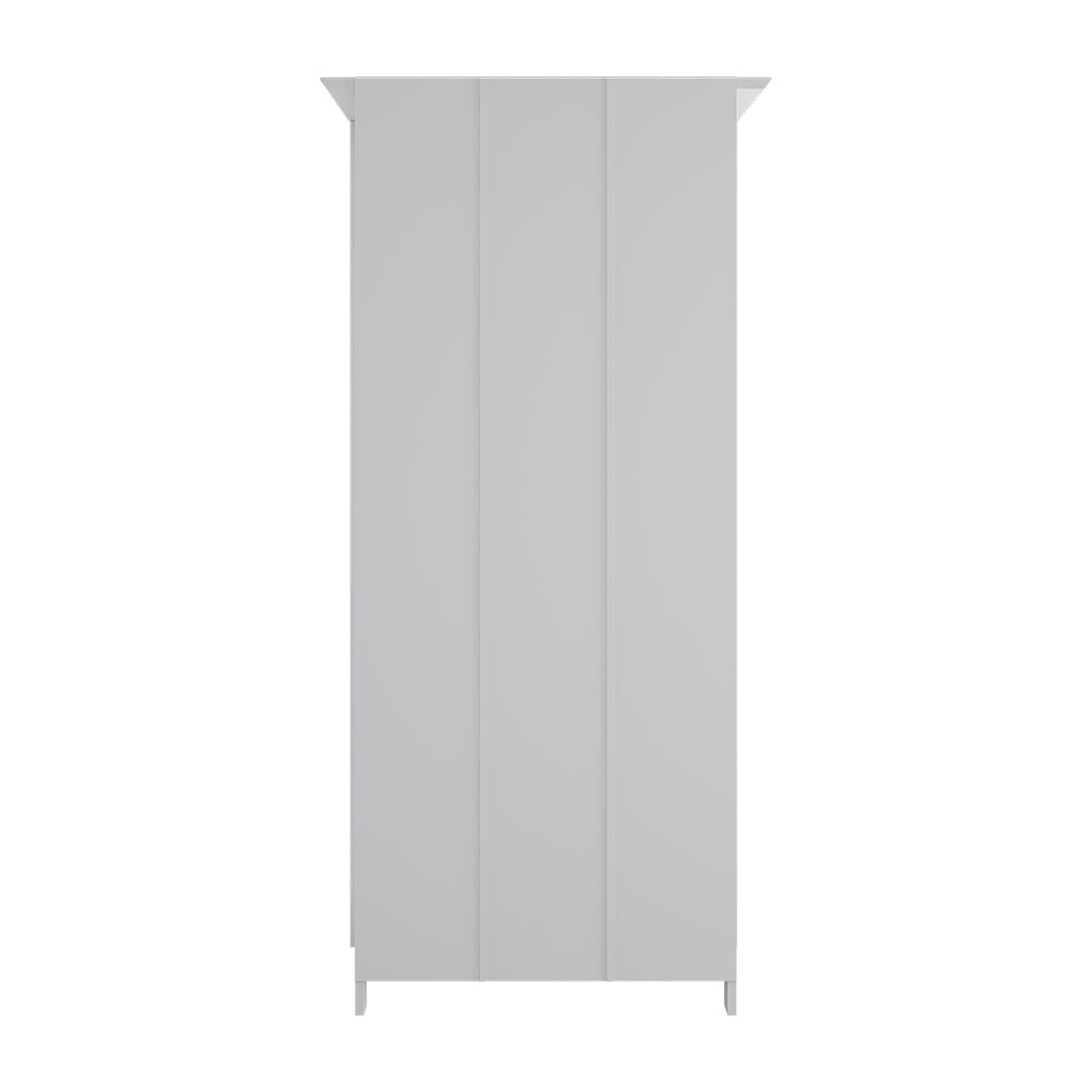 Modern Double-door Wardrobe With Drawer & Hanging Rail | White