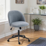 Desk Chair, Fluffy Swivel Office Chair For Makeup Vanity | Charcoal Grey