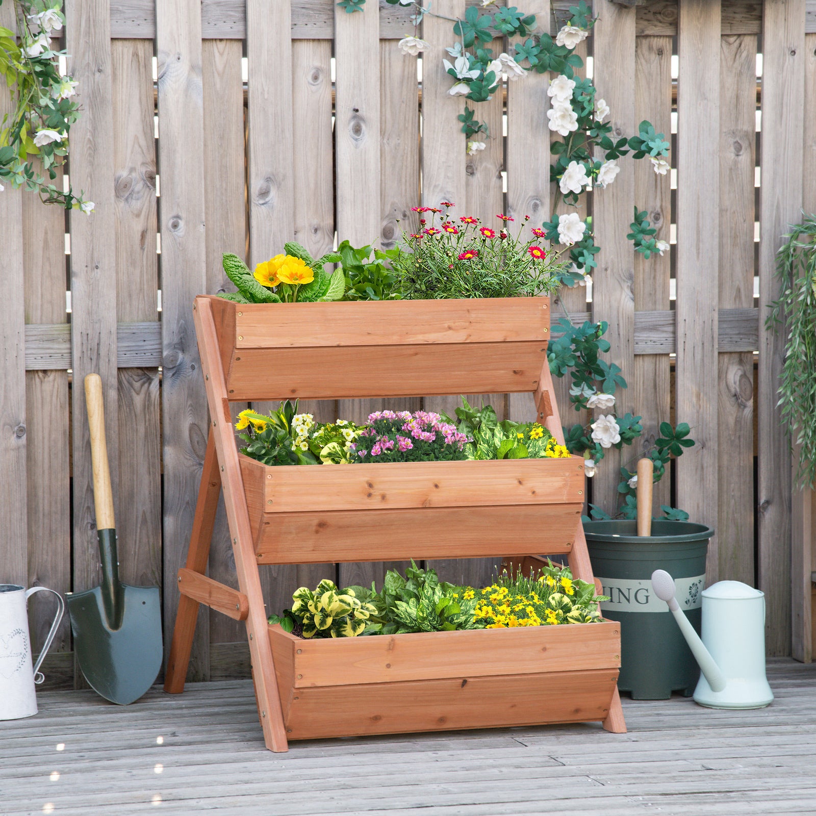 3 Tier Wooden Raised Garden Bed | Brown