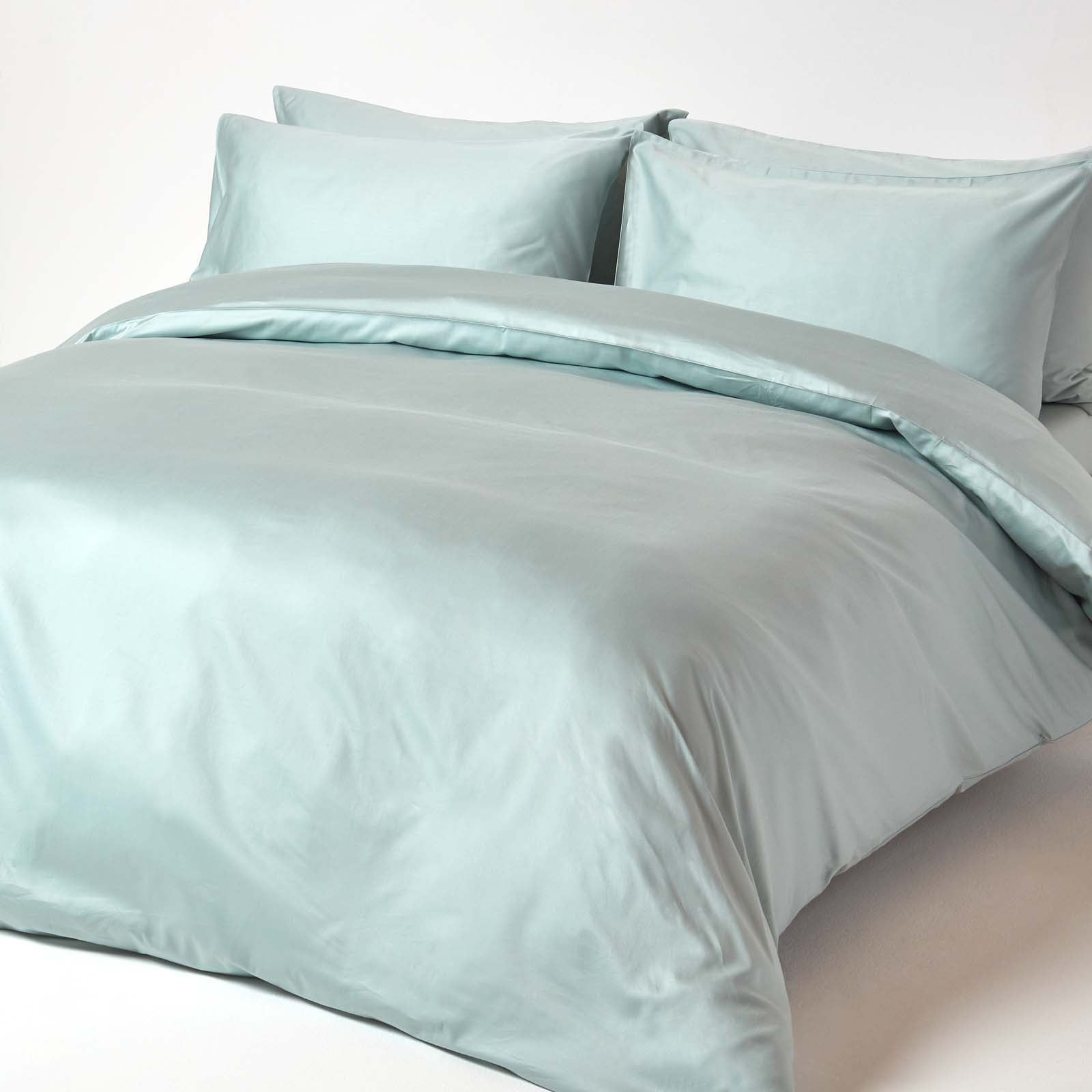 Organic Cotton Flat Sheet 400 Tc | Double | Duck Egg Blue