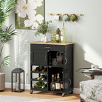 Kitchen Trolley, Rolling Island Storage Cart With Drawer, Black