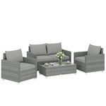 4 Seater Rattan Garden Furniture Set With Cushions, Grey