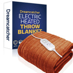 Deluxe Electric Throw Heated Double Over Blanket Soft Fleece  9 Heat & 12 Timer Settings | L | Terracotta