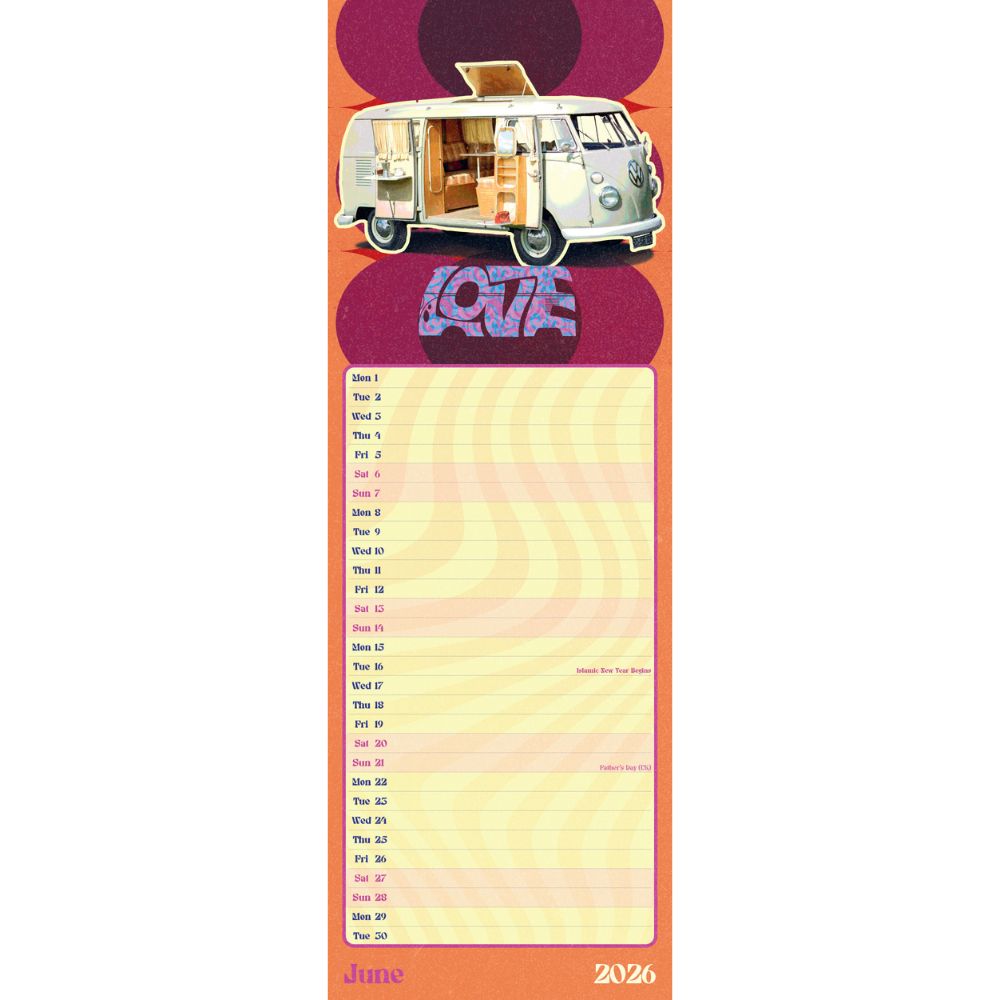 Vw Campervan 2026 Slim Calendar Official Product