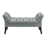 Grey Armed Velvet Buttoned Bed Bench