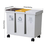 36l/60l 3-compartment Trash Can With Lids And Wheels Dry And Wet Waste Separation Rolling Kitchen Recycling Bin | Small
