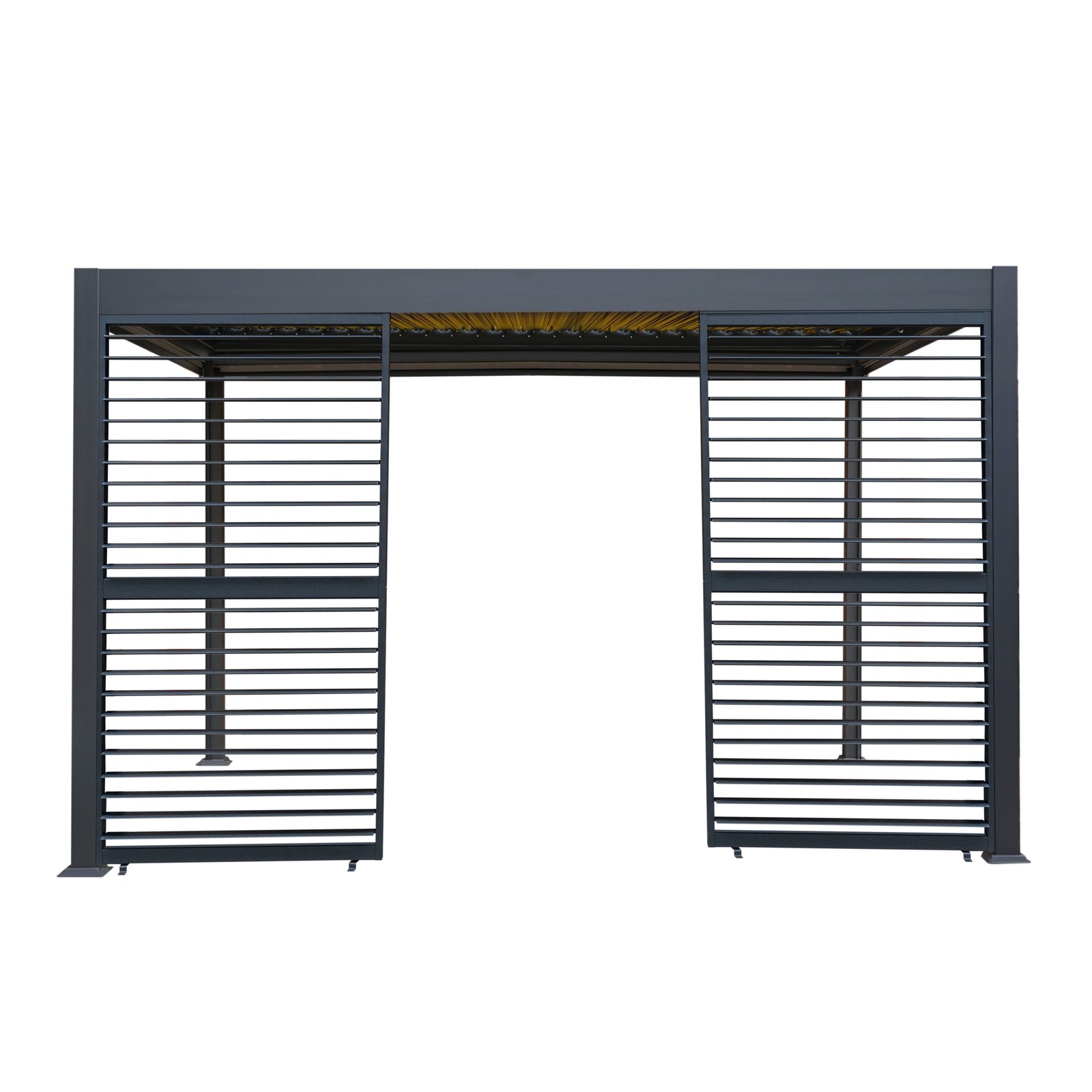 Aluminium Pergola With Anthracite Blinds, 2 X Side Panels & Led Lights | 3m x 4m | Anthracite