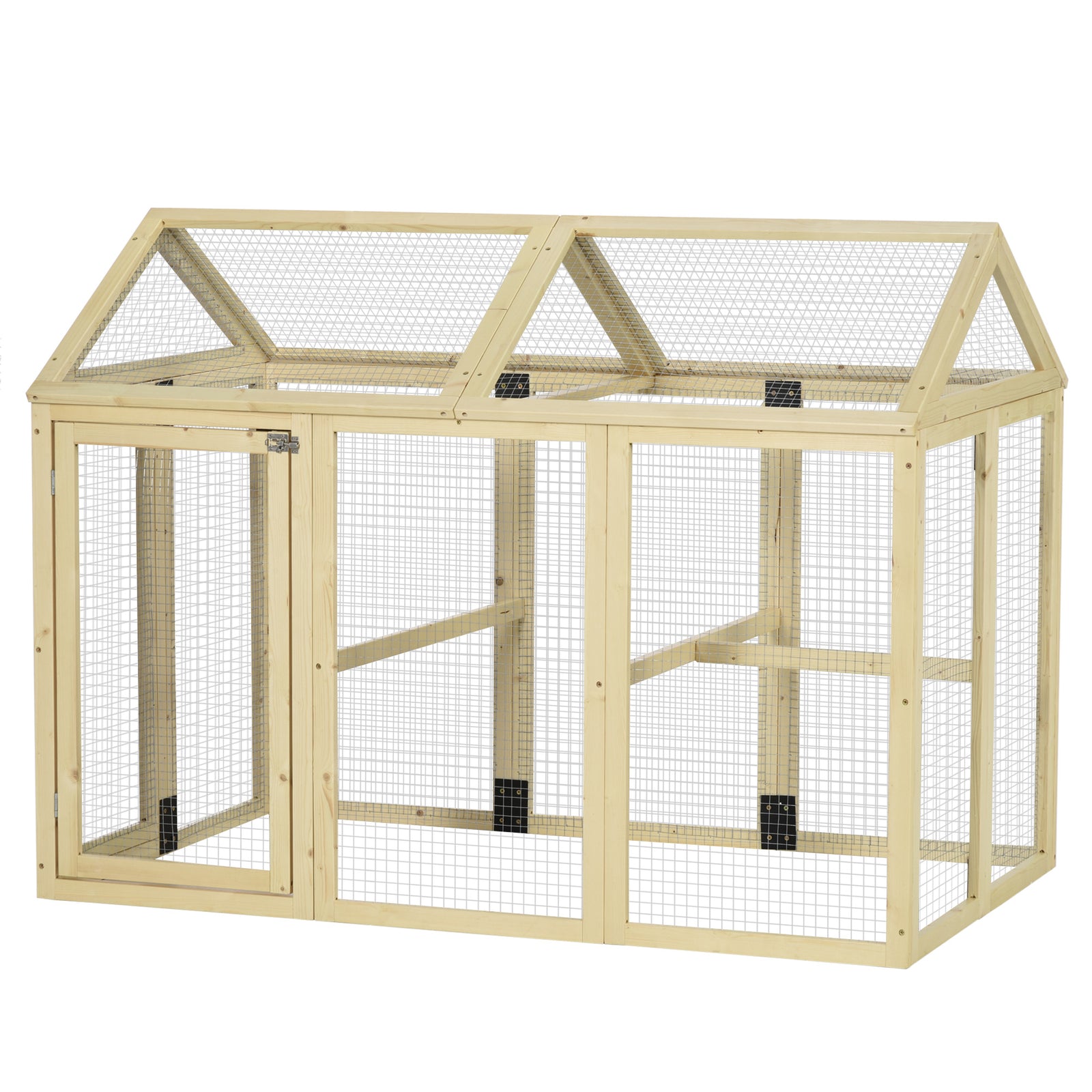Pawhut Chicken Run, Wooden Chicken Coop W/ Combinable Design | Brown