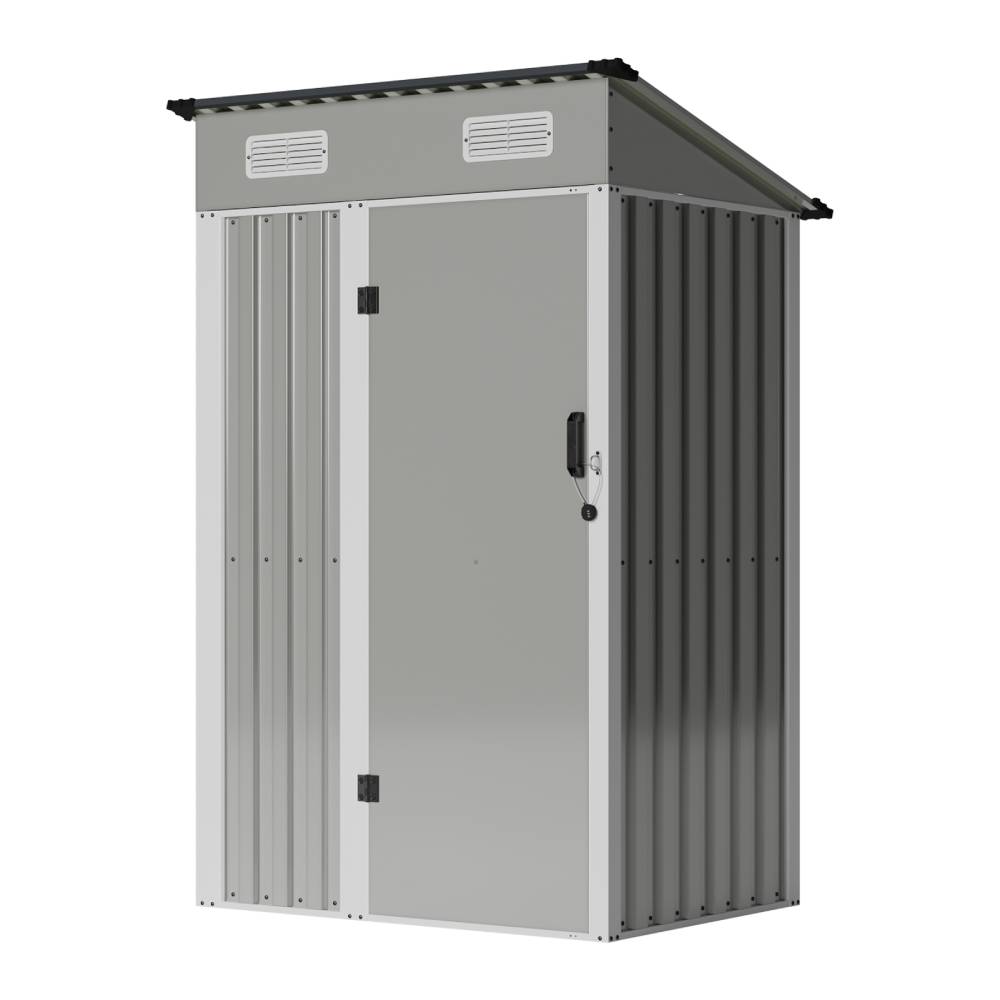 4 X 3ft Metal Garden Storage Shed With Lockable Door | Light Grey
