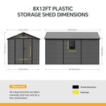 Breeins 8x12ft Plastic Garden Storage Shed With Lockable Door