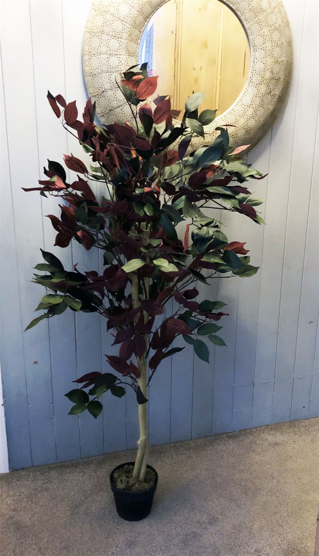 120cm Artificial Dark Red Green Ficus Plant Extra Large