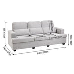 3-seater Chenille Upholstered Sofa With Pillows | Grey