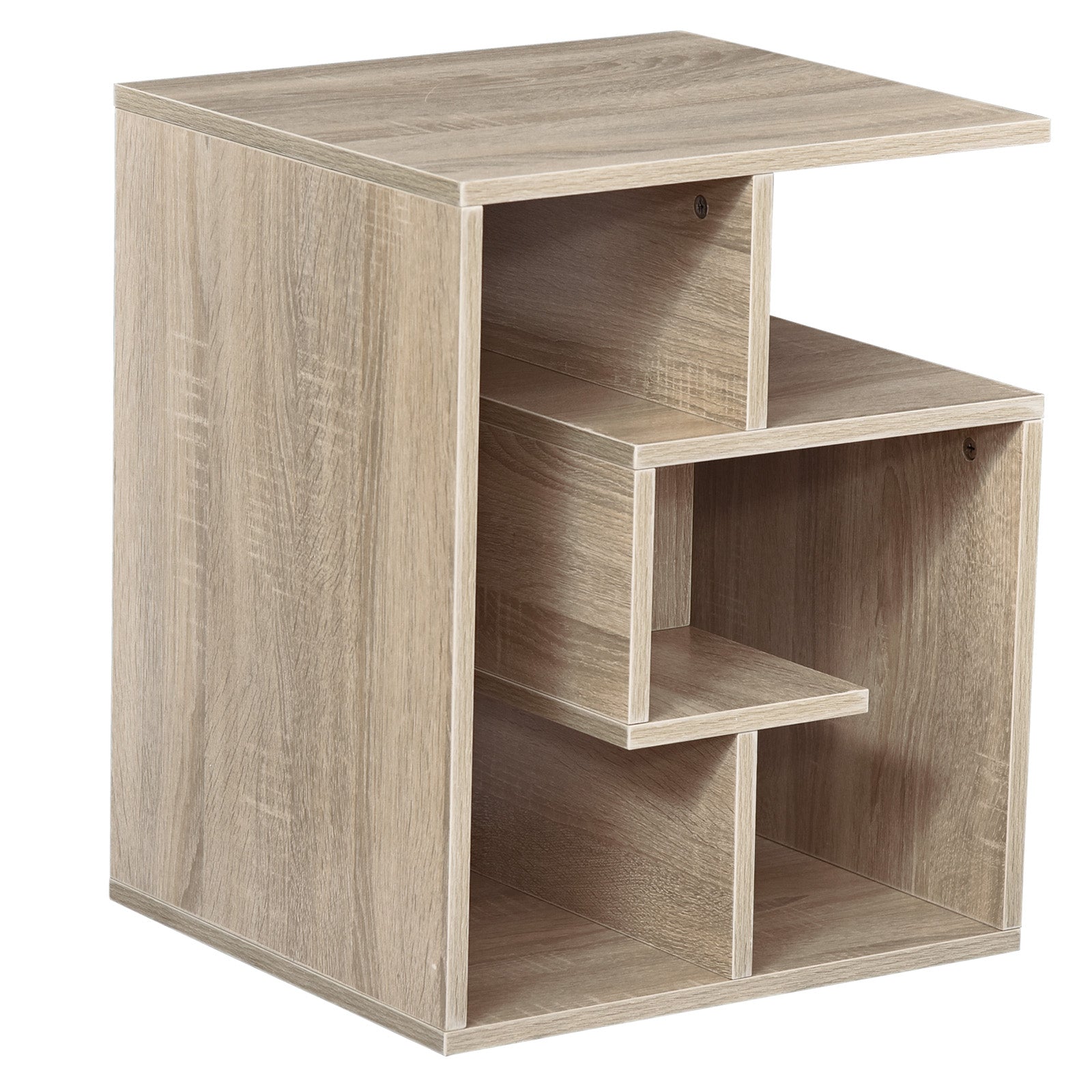 3-tier Side End Table Open Shelves Storage Coffee Book | Natura