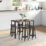 6 Piece Industrial Bar Table Set 2 Breakfast Tables | Brown