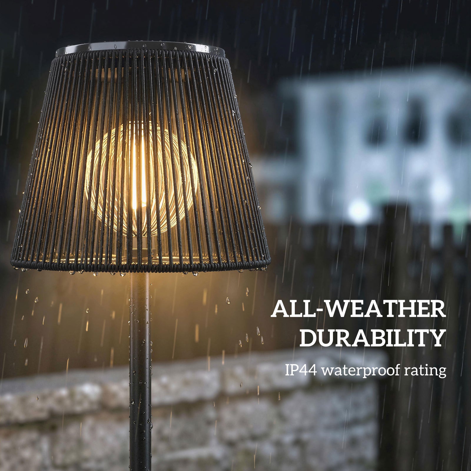 Outsunny Outdoor Solar Floor Lamp, Rechargeable Floor Lamp, Black