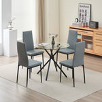 Stylish New York Dining Table Set With 4 grey Emily Faux Leather Chairs | Gray