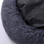 Dia 60cm Calming Donut Plush Dog Cuddler Bed Round Dog Bed | Large | Dark Grey