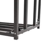 Firewood Rack With Rain Cover Outdoor Galvanised Steel Storage | Small | Black