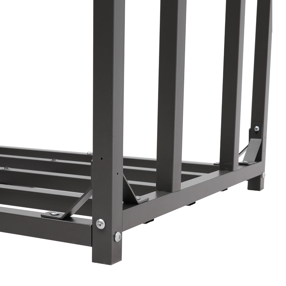 Firewood Rack With Rain Cover Outdoor Galvanised Steel Storage | Small | Black